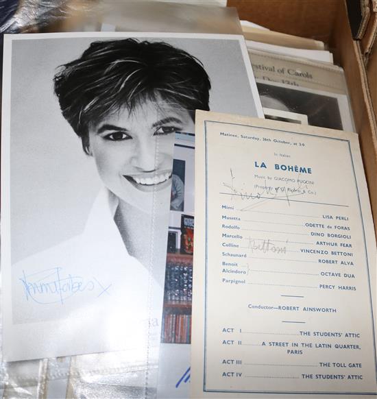 Box of signed photos & album pages